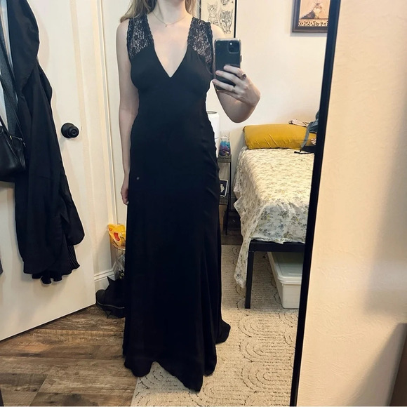 Winter Kate Silk Black Lace Maxi Dress XS - Picture 1 of 14